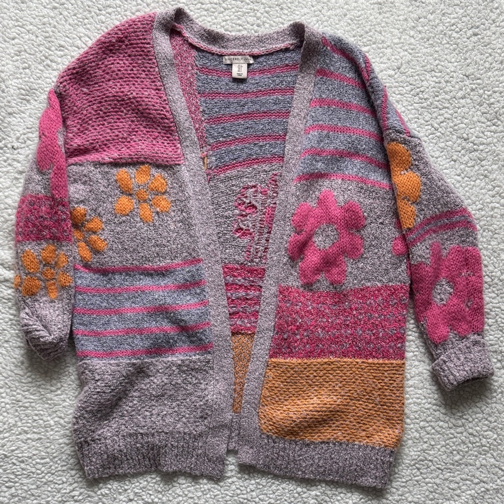 Sincerely Jules Pink and Orange Floral Cardigan